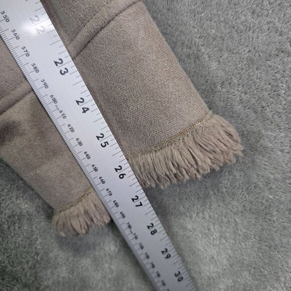 Womens Jones New York Beige Faux Suede & Fur Trim Coat Button Front Polyester M - Picture 9 of 9